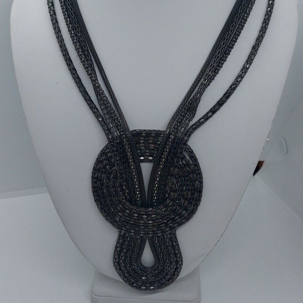 Gun‎ metal knot necklace mesh chain